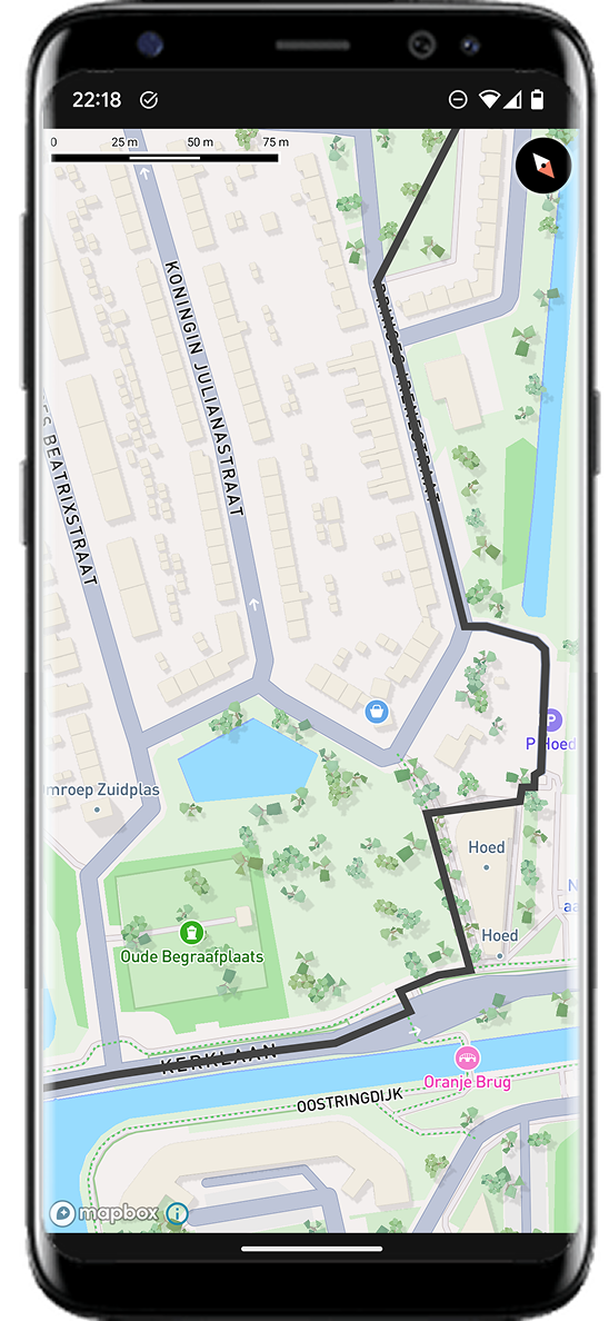 Sattelietfoto, drukke zones zijn gemarkeerd.